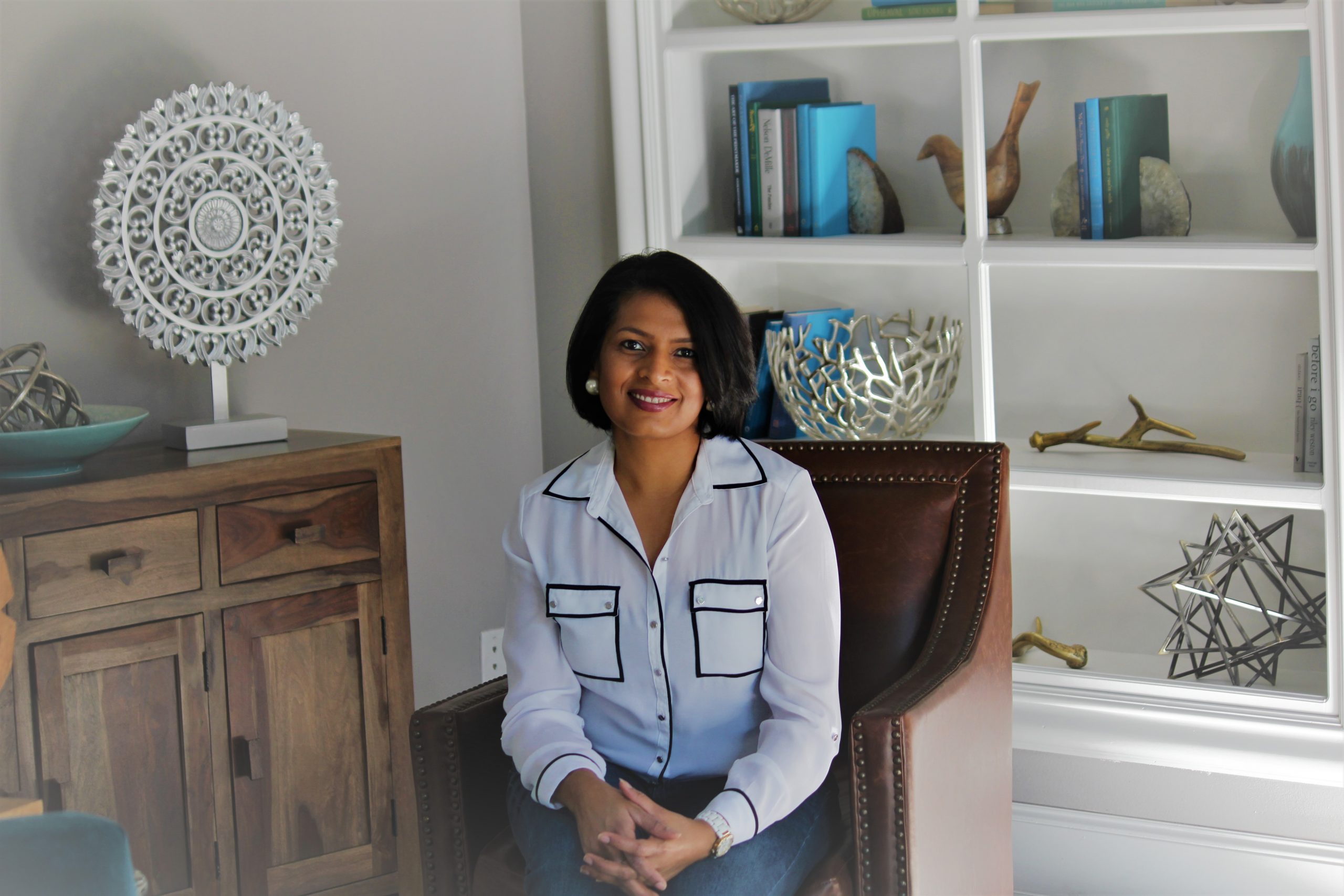 Pallavi brown chair and bookshelfjpg